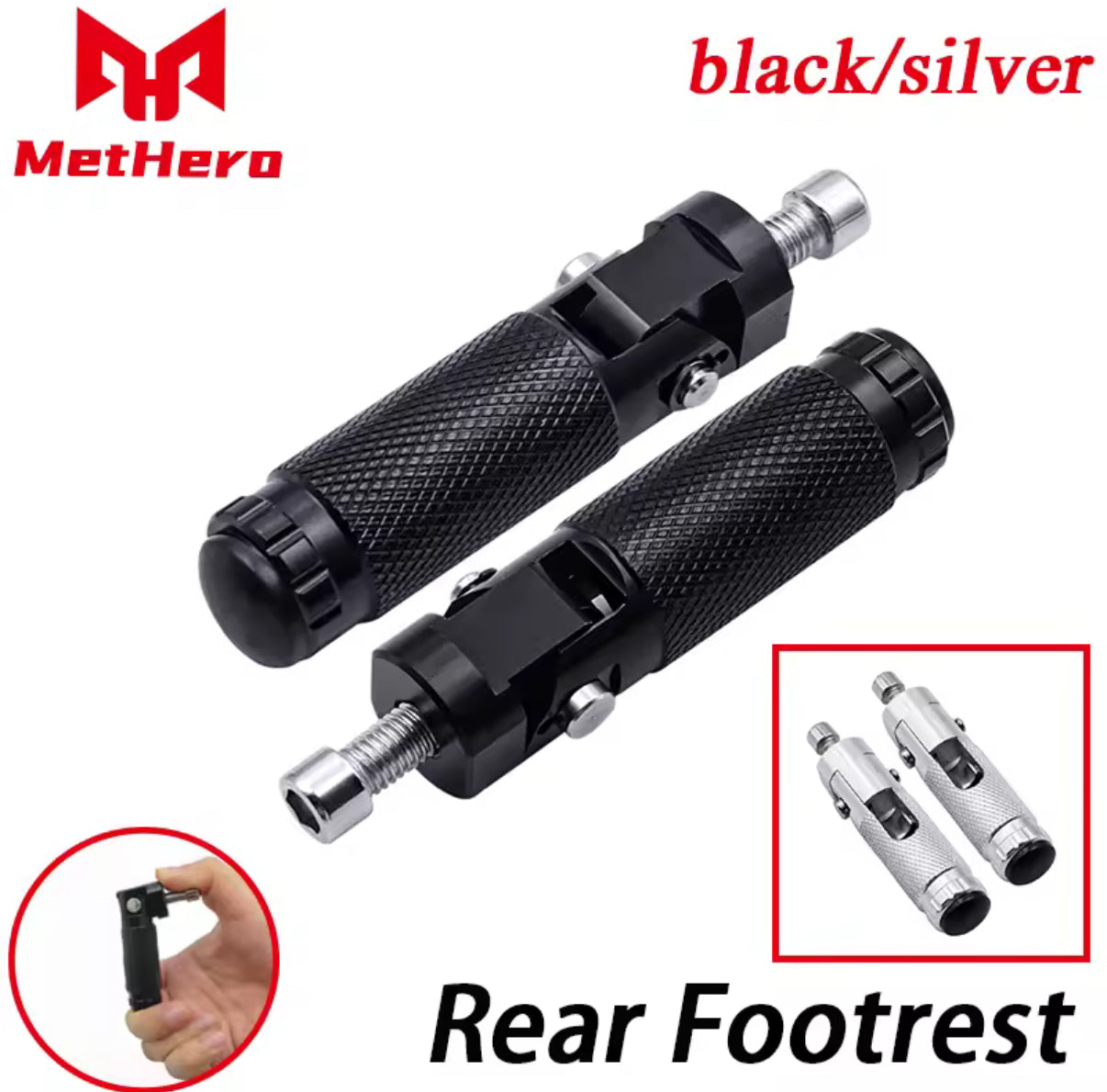 2Pcs M8 Universal Motorcycle Motor Bike Folding Footrests Footpegs Foot Rests Pegs Rear Pedals Set CNC Aluminum Moto Accessories